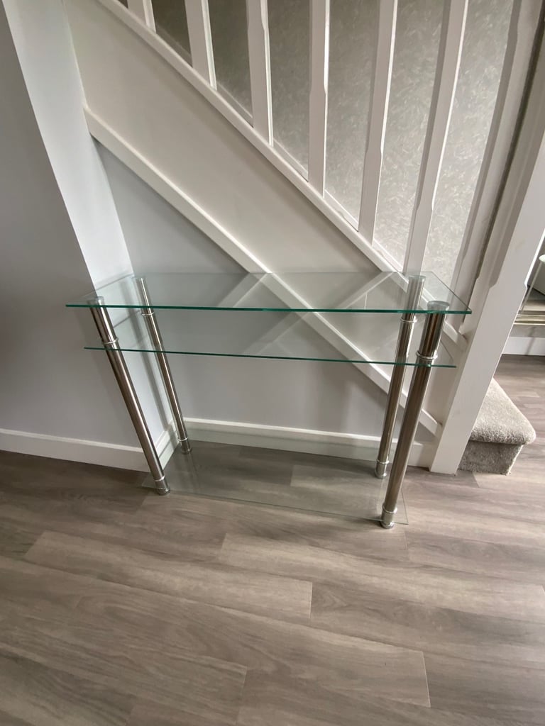 image for Console table: glass and chrome. As good as new condition.