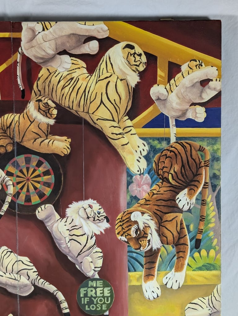 Original oil painting - Tiger Triptych, oil on hinged board, art artwork