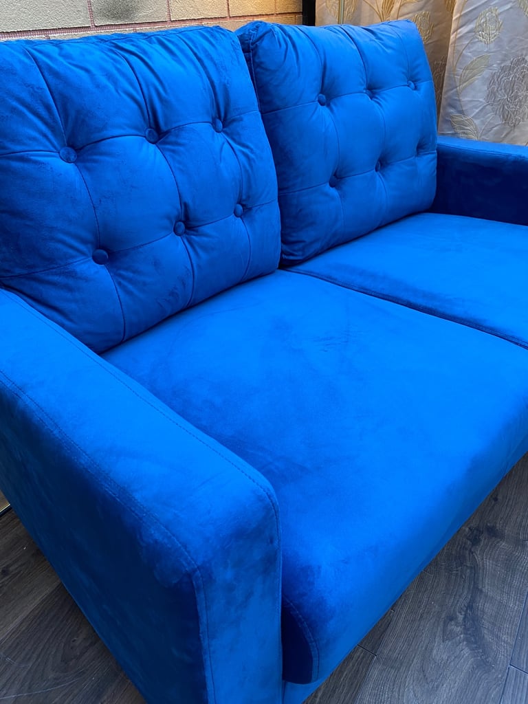 Premium Sofa Luxury Velvet Blue 2 Seater Sofa