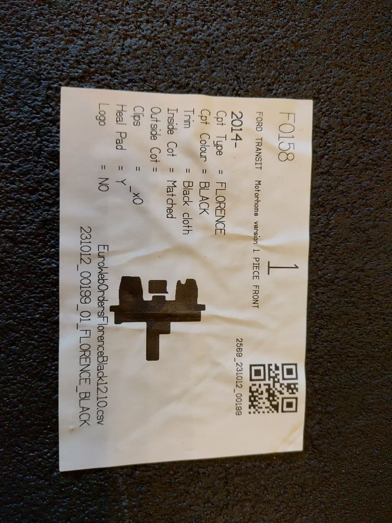 Transit Motorhome cab carpet (2014 - )