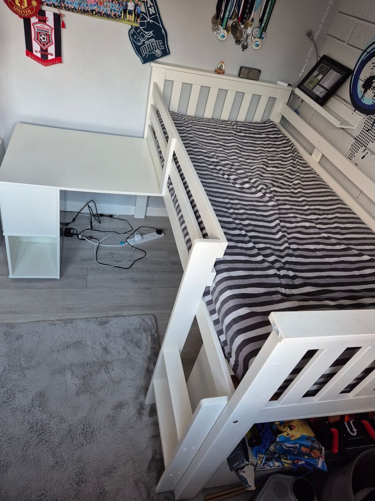 Cabin bed with desk and storage