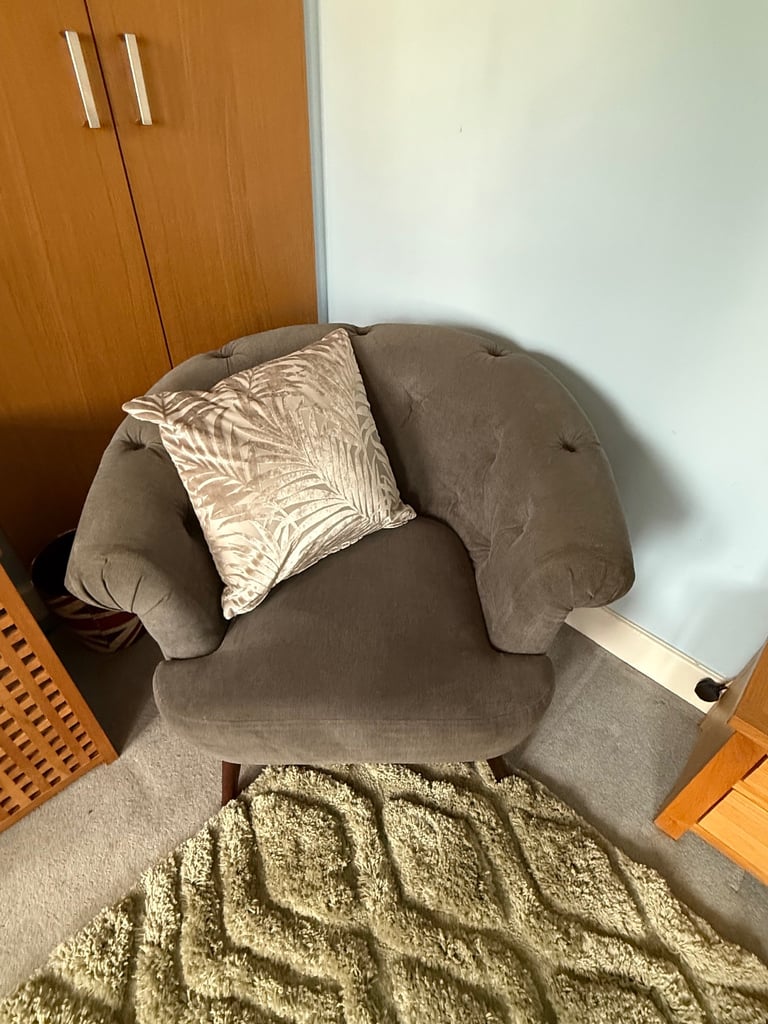 Gorgeous statement grey velvet armchair