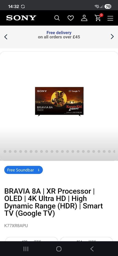 image for Sony bravia oled google tv 77 inch 
