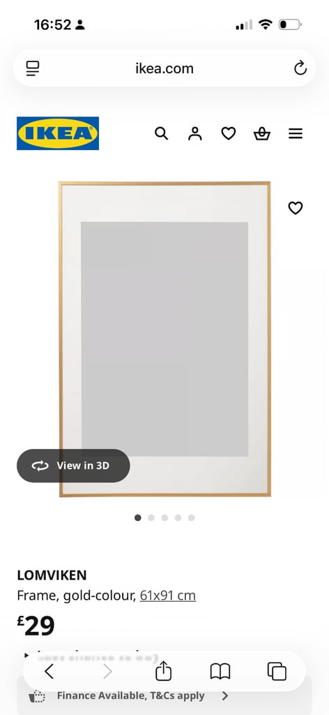 X 3 ikea gold photo frames Larage Lomviken 