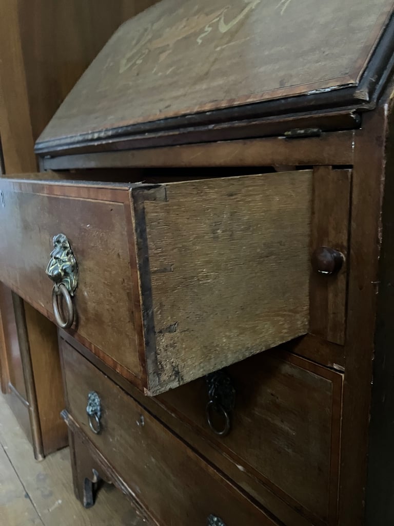Vintage Small Edwardian inlaid bureau 