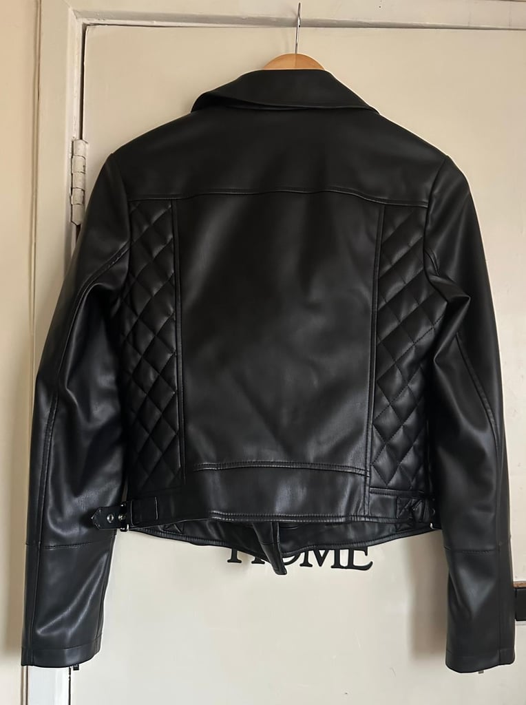 New Lipsy Women's Black Faux Leather Jacket - size 8