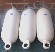 3 White Anchor Marine Boat Fenders - 55x15 with 1.3m lines. Individually Price .See Photos