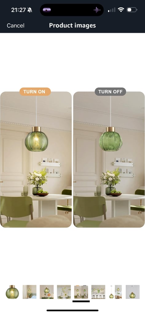 Green glass lampshade