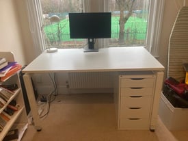 Large white rectangular home office desk 