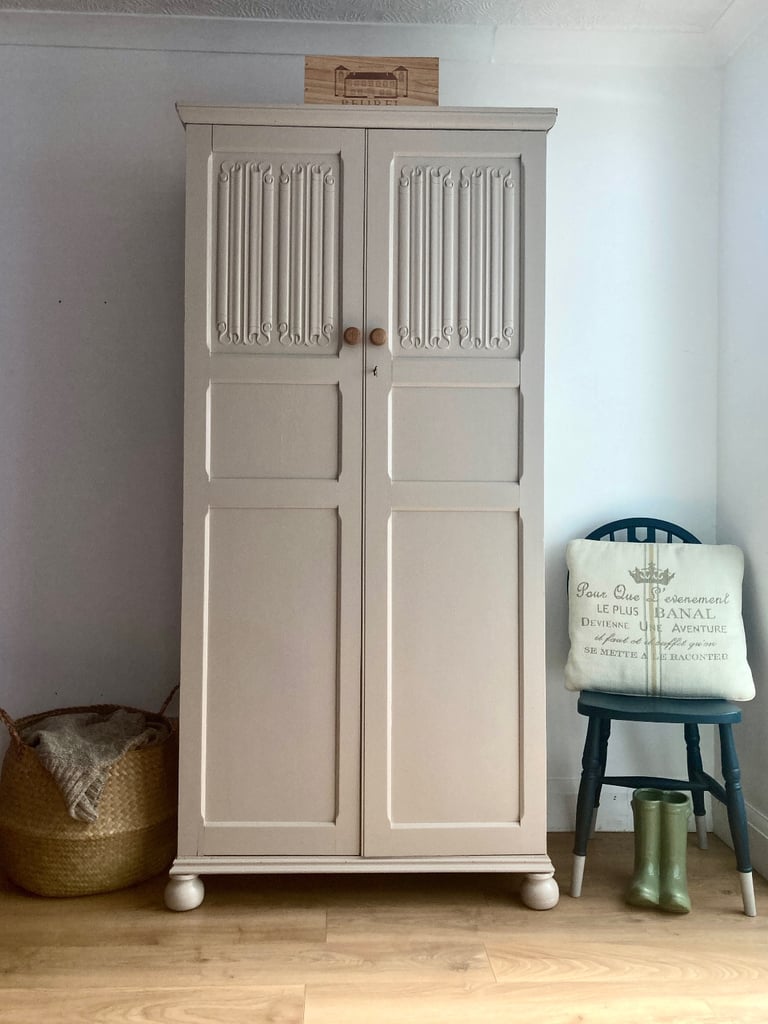 Antique Hand Painted Refurbished Wardrobe Armoire Delivery Available 