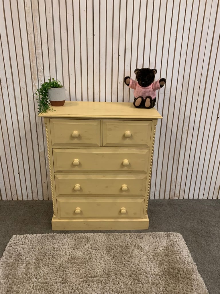  Chest of Drawers Large 2 over 3 Buttermilk Yellow Colour. Timeless Quality!