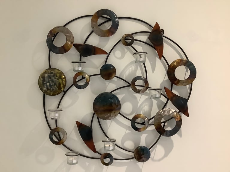 image for Handmade metal wall sconce with candle holders