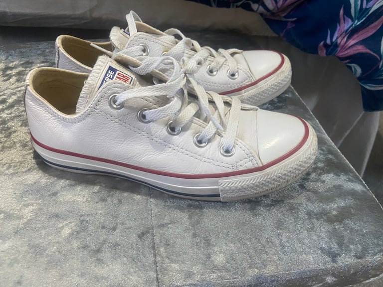 image for White leather converse 
