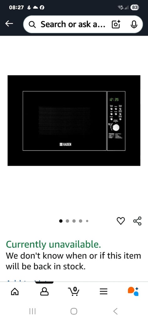 image for Haden 20 litre Built in microwave with grill 