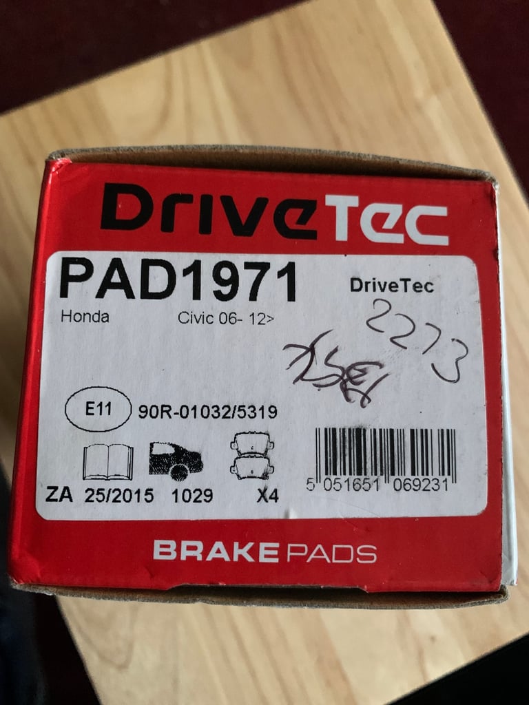 Honda civic rear brake pad  Drive Tec pad 1971 2006 to 2012 New open box to show on pictures and pad