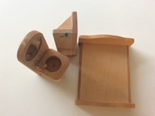 Wooden dolls house with furniture 