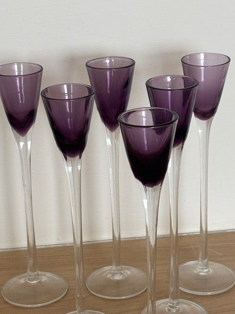 image for Set of 6 small purple glasses
