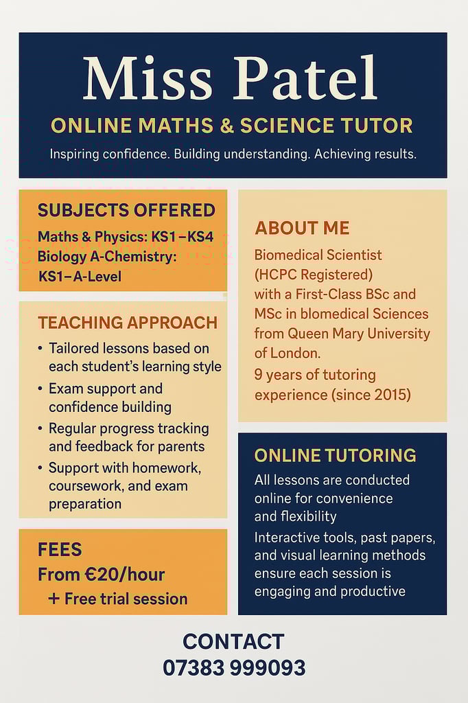 Online Maths & Science Tutor – KS1 to A-Level – Free Trial Available!