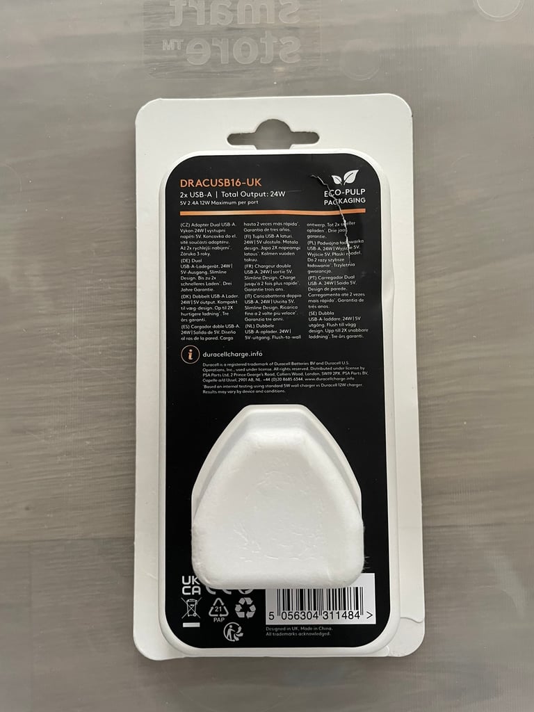 Duracell usb charger socket new