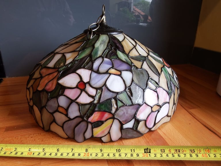 image for Tiffany style 42cm large pink and purple ceiling lamp shade