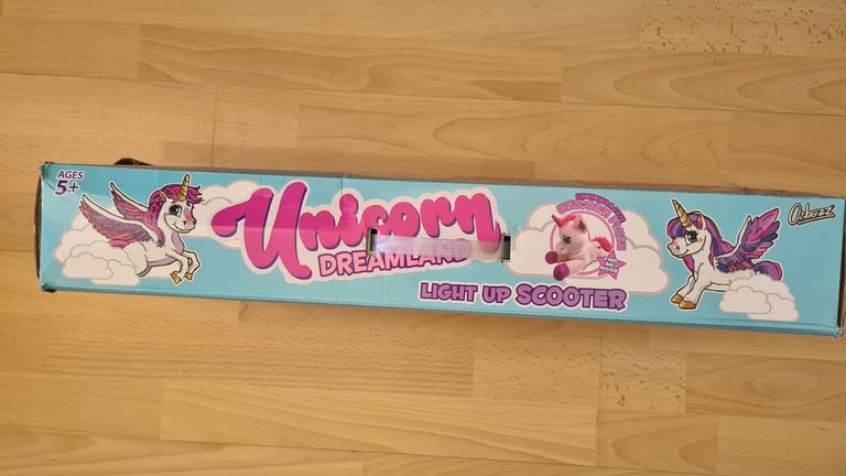 Junior Kids Scooter - Pink, 2 Wheels, Lights up, Unicorn theme, foldable