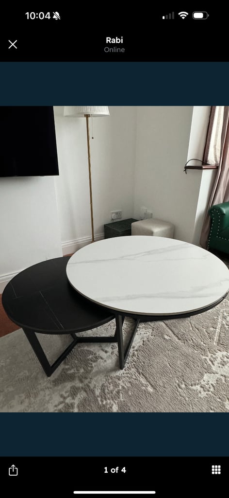 image for Round marble black and white coffee table 