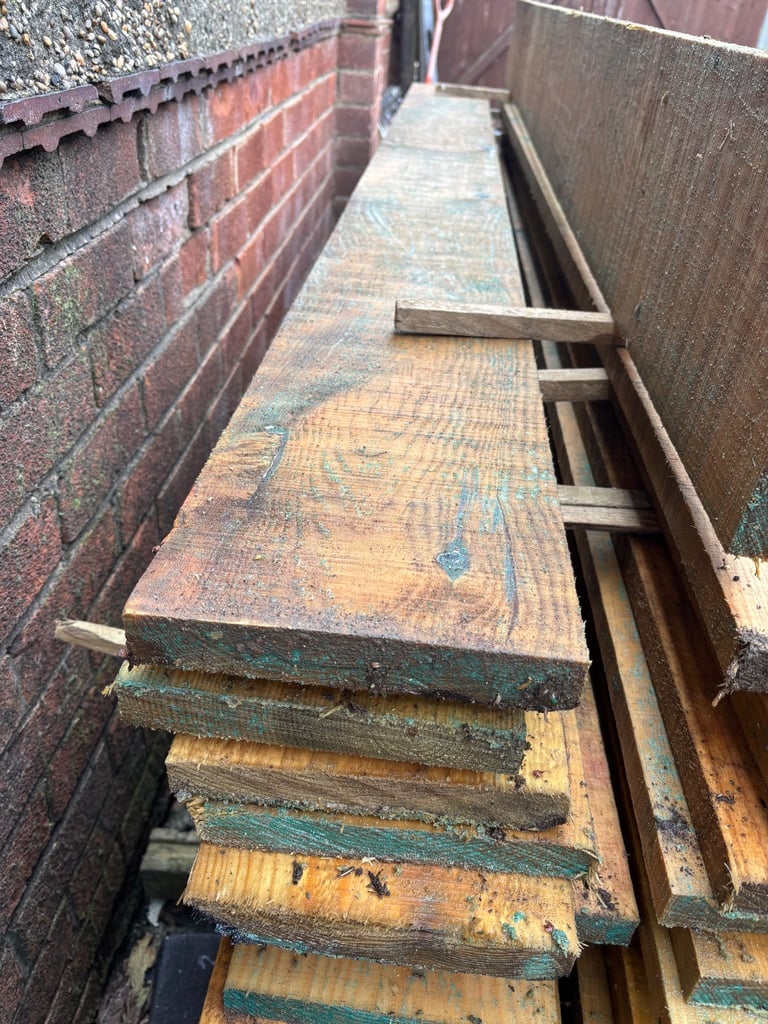Treated scaffolding boards 8ft x 9 inch . 1.5 inch £11 each 