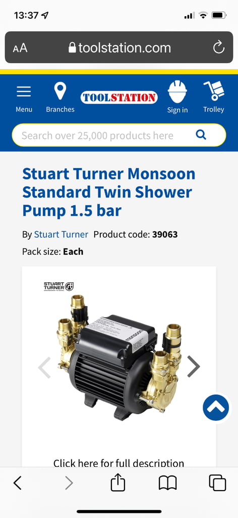 Bathroom pressure pump/ Stuart & Turner 