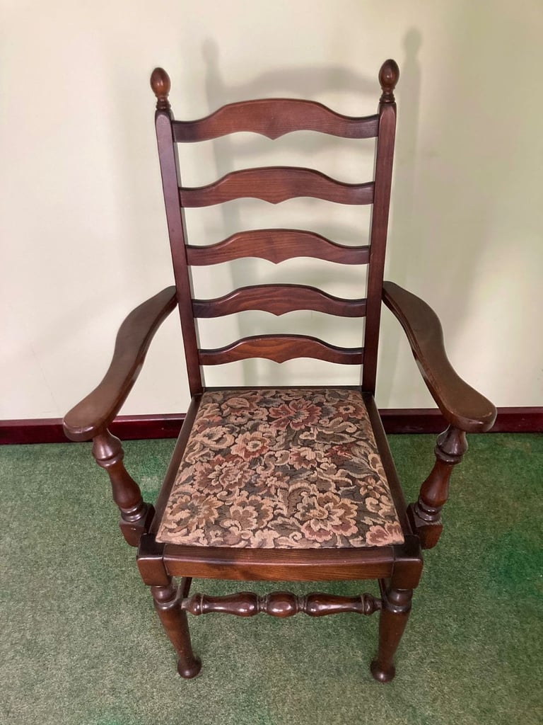 Dark mahogany finish dining table and six chairs