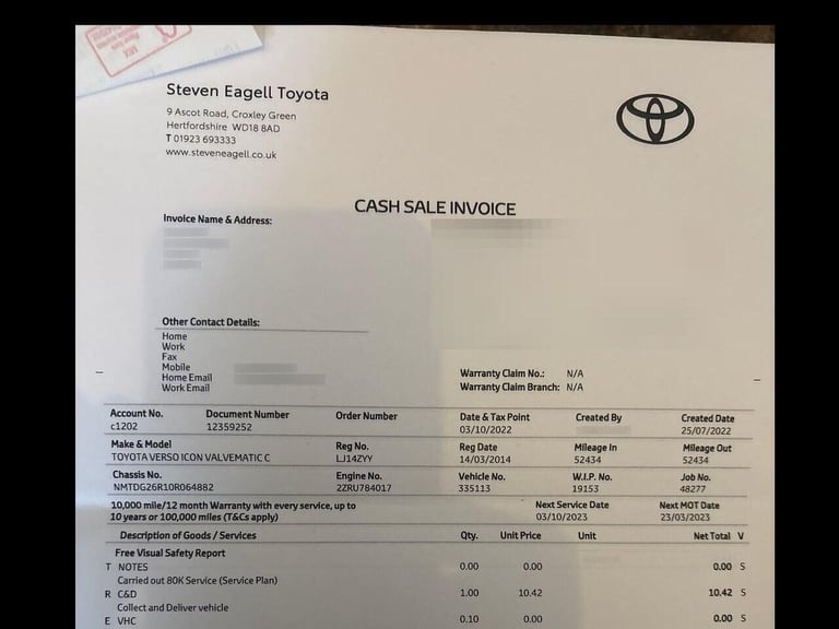 2014 Toyota Verso 1.8 V-Matic Icon MPV 5dr Petrol Multidrive S Euro 5 Euro 5 (147 ps) MPV Petrol ...