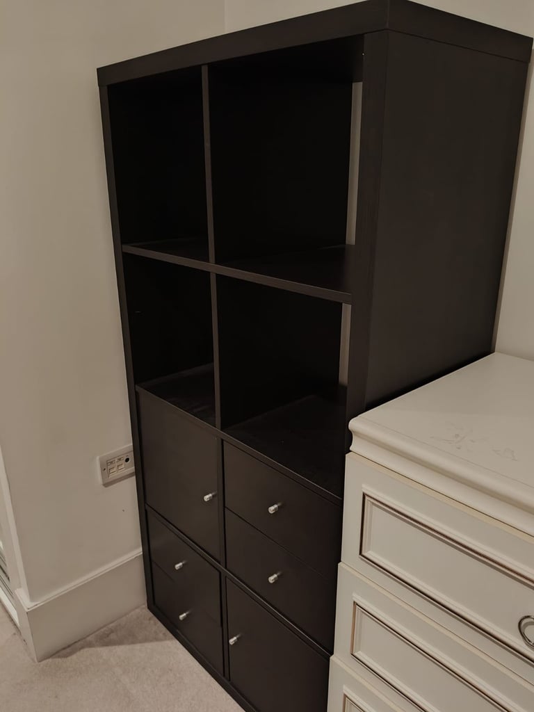 image for Black IKEA shelves with drawers