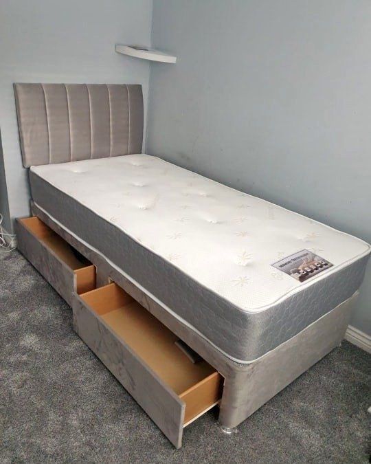 Brand New DIVAN Single Bed With Mattress & Storage Drawers >> Amazing Price 25% Off >>