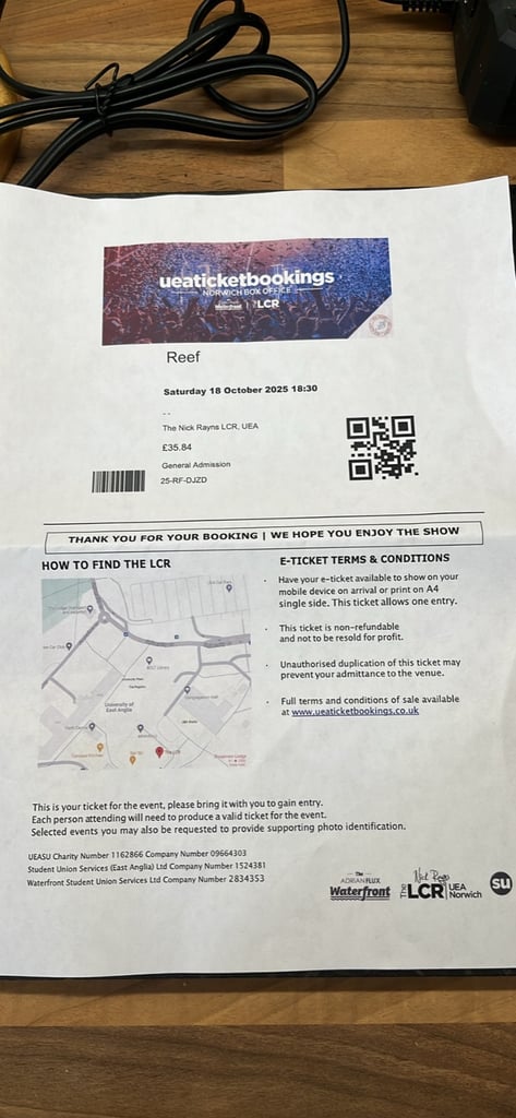 2 Reef Tickets Norwich