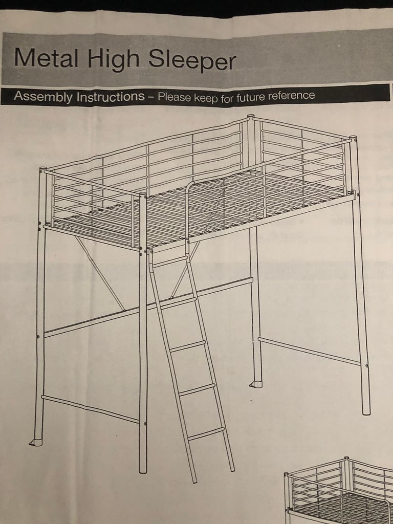 image for Metal High Sleeper Bed (Dismantled)