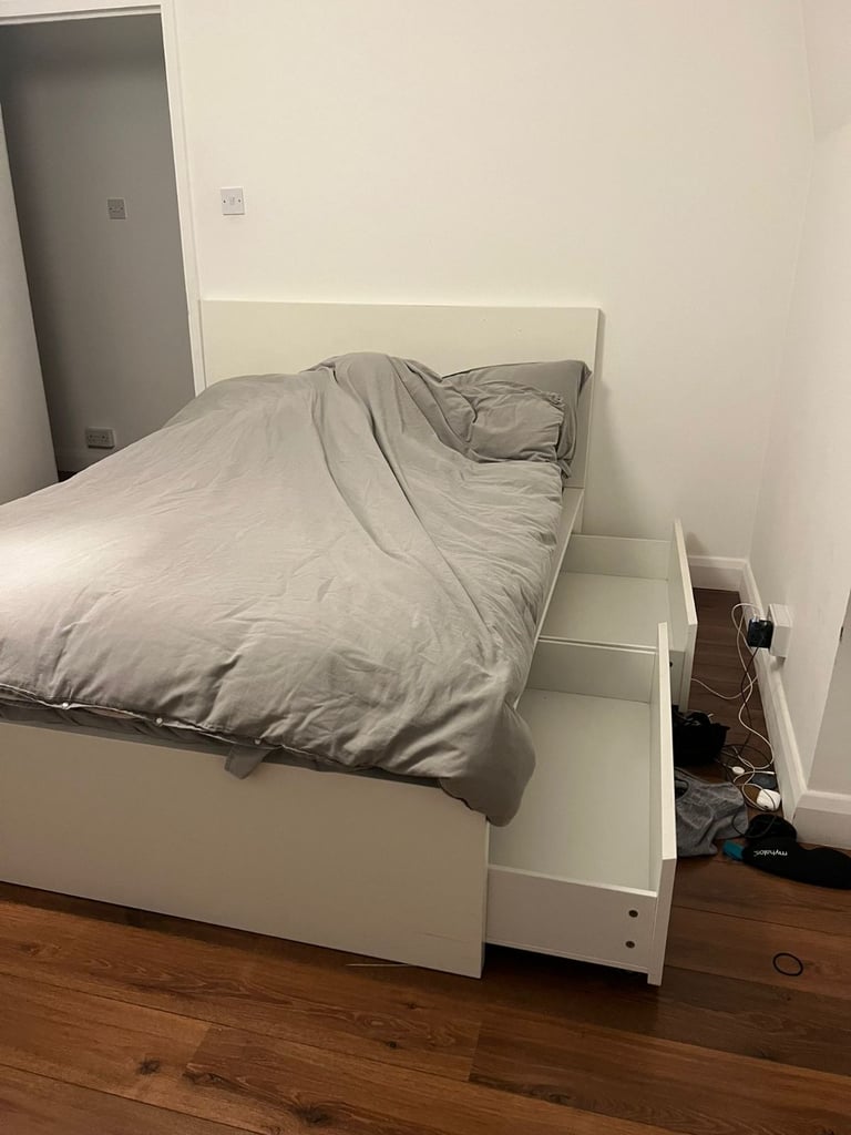 IKEA Malm White Bed Frame (Storage) - Mattress NOT INCLUDED