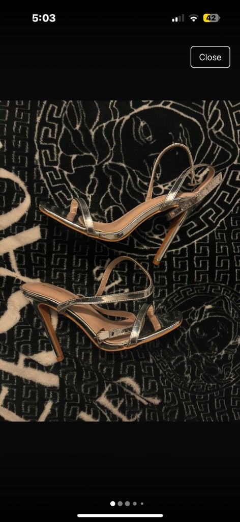 image for PrettyLittleThing Silver Heels - UK 4 (EU 37) - Brand New