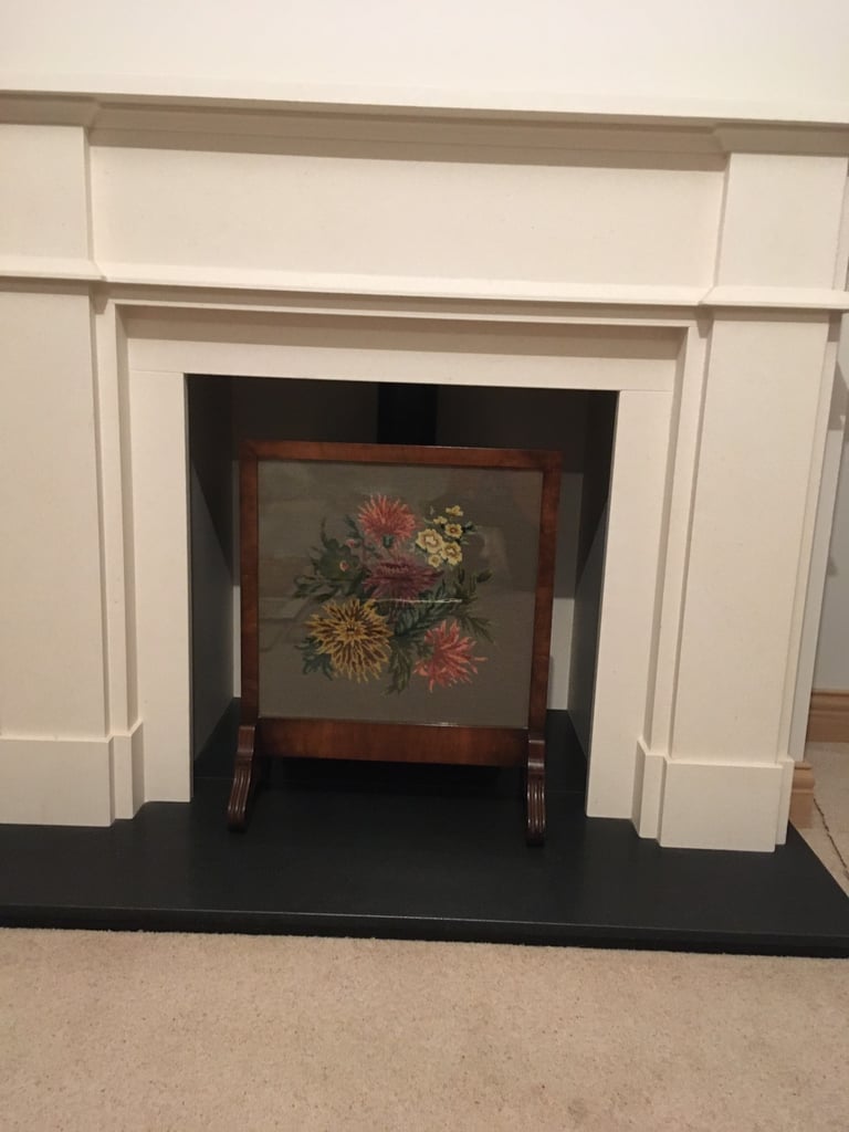 image for Vintage Wooden Frame Tapestry Fire Screen