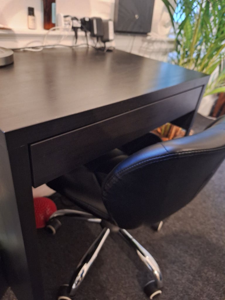 Habitat black faux leather spinning desk chair 