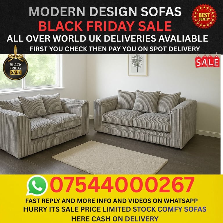 image for Brand New Corner & 3+2 Sofas – Stylish, Comfortable & Free Fast Delivery