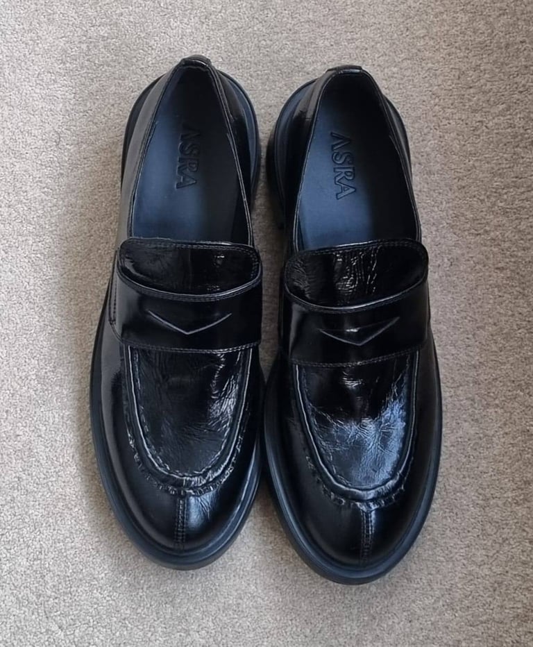 image for Asra black leather shoes