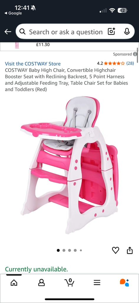 image for Costway convertible High chair: becomes a table and chair combo 