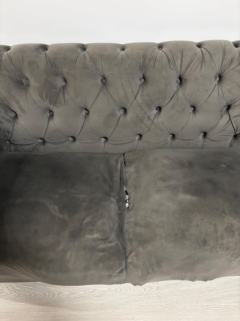 2X GREY CHESTERFIELD SOFAS, CAN DELIVER