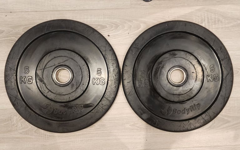 image for 2x 5kg olympic rubber bumper weight plates 