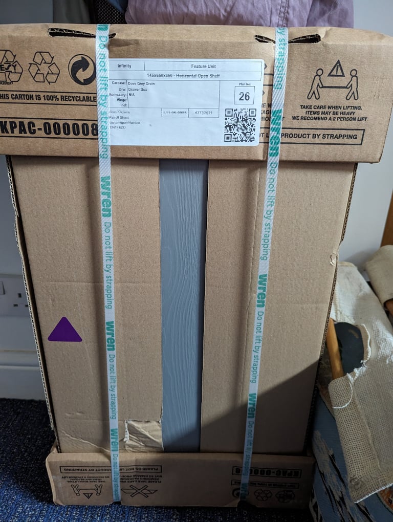 Unopened Wren Dove Grey Horizontal open shelf