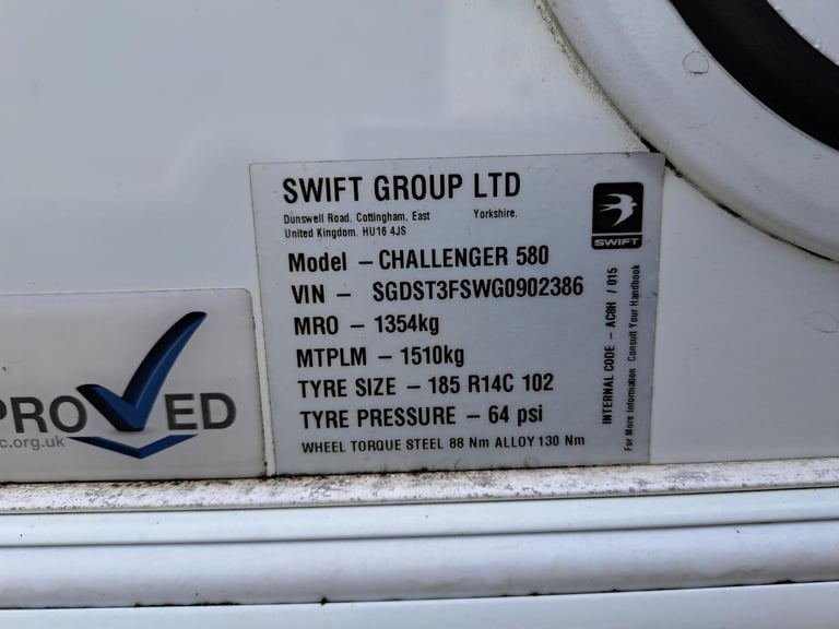 2016 Swift Challenger 580