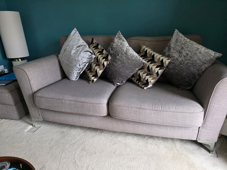 Sofology 3 & 2 fabric seater sofa + storage pouffe (Like New)