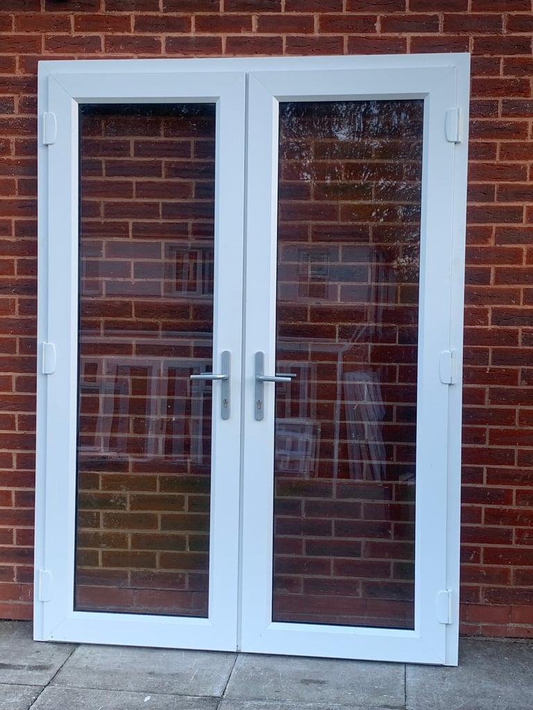 UPVC DOUBLE GLAZED FRENCH PATIO DOOR & KEYS 155.5cm WIDE 214cm HIGH Can Deliver