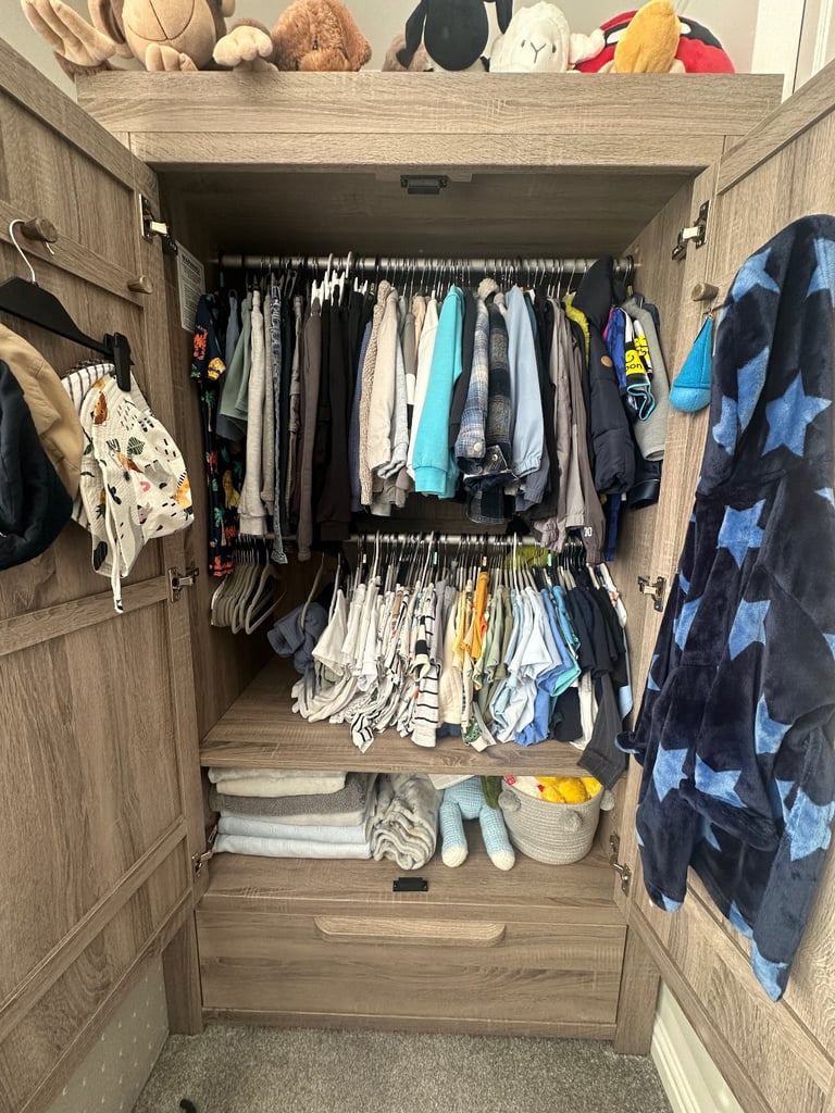 Mamas & Papas Franklin 3 Piece Cotbed Range with Dresser Changer & Double Wardrobe - Oak