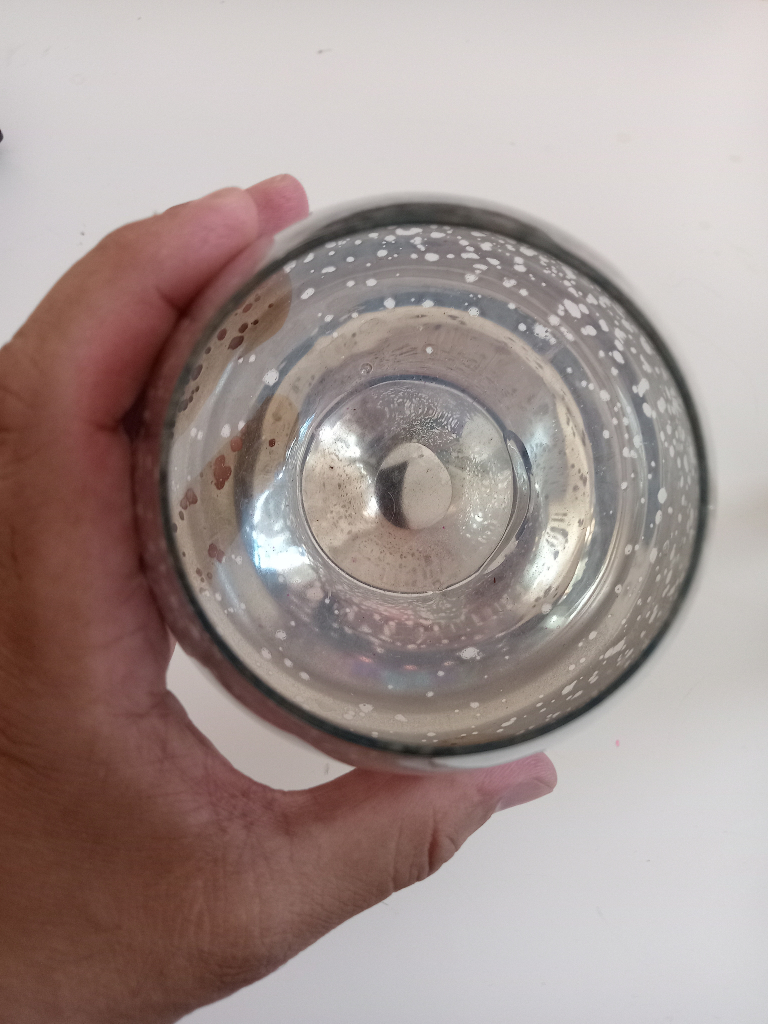 Luxury Silver Mercury Effect Large Tea Light Holder Contemporary Chic Design New