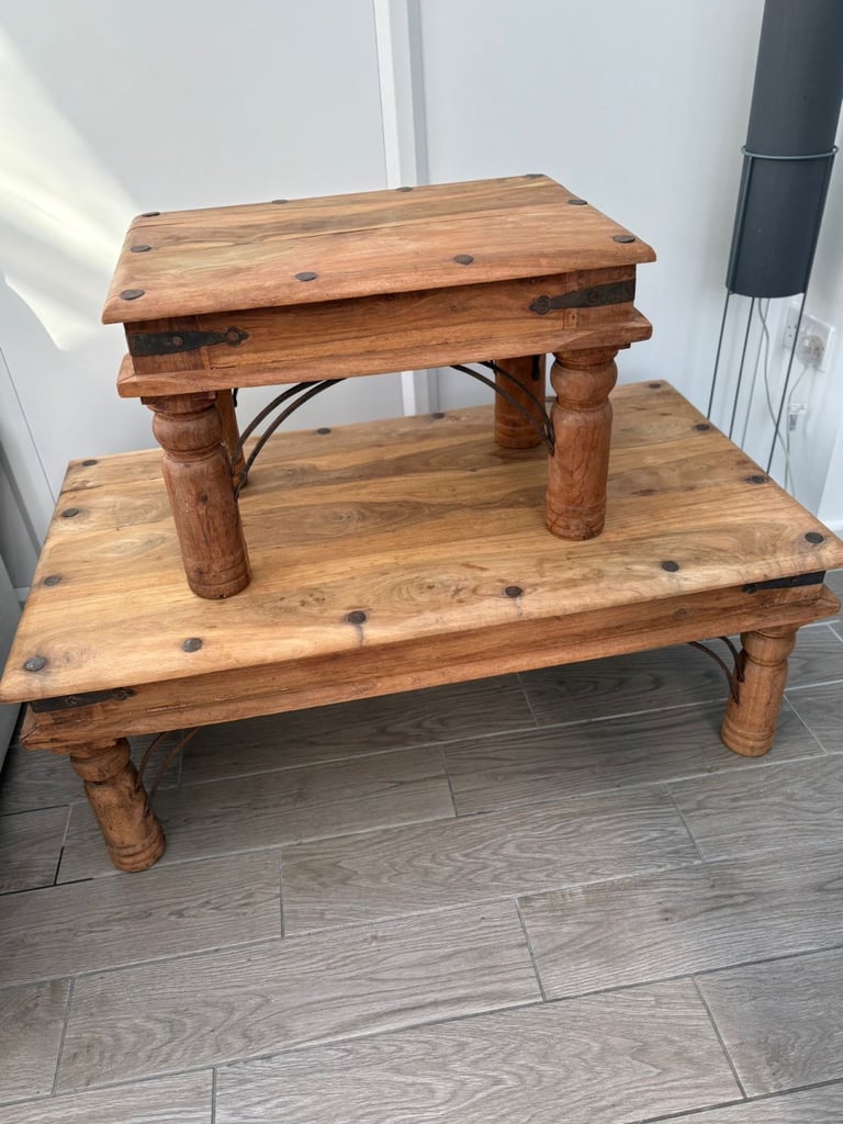 Two Indian Mahogany Solid Wood Coffee Tables 
